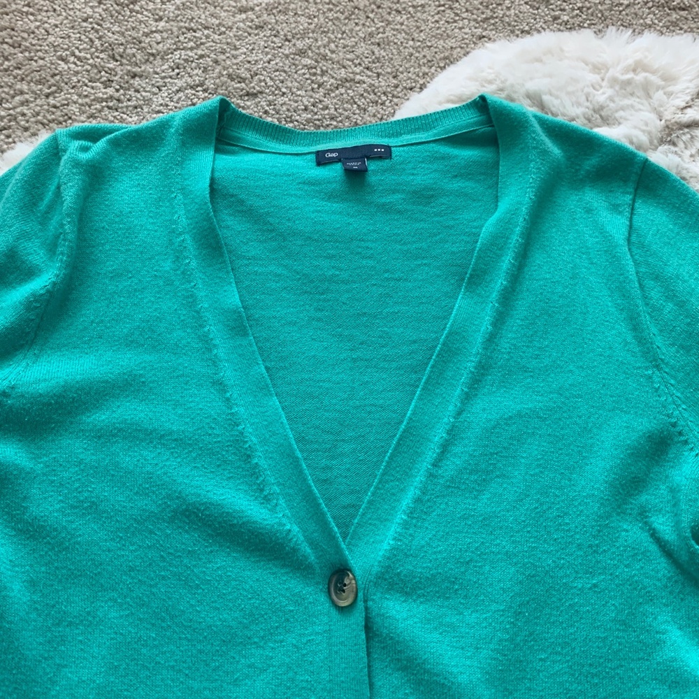 Gap Turquoise Long Sleeved Button Up Cardigan- M - Picture 4 of 10